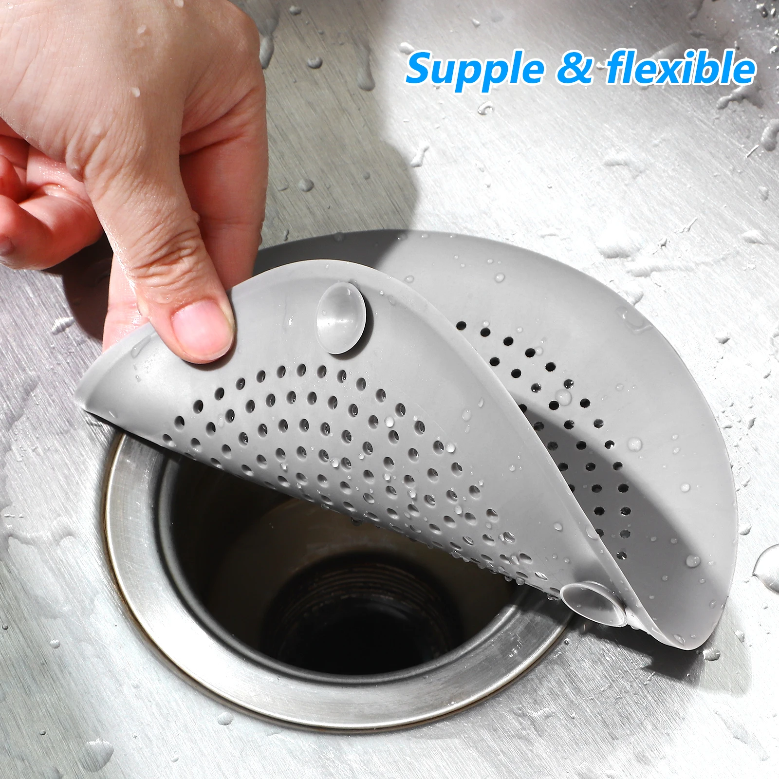 

3pcs Shower Drain Hair Catcher Anti-Blocking Sink Strainer Trap for Bathroom Tub Drainage Durable Silicone Reusable for Flat