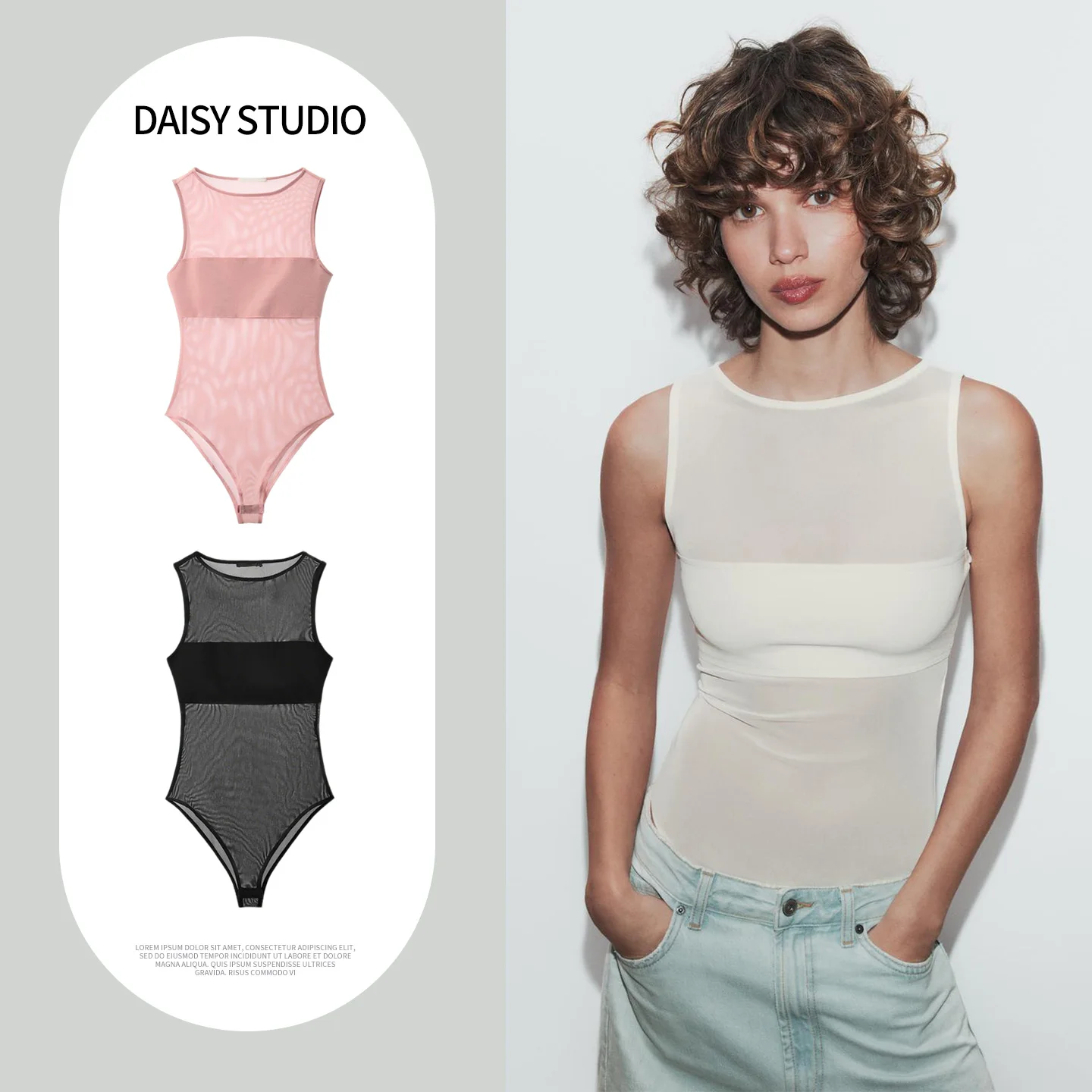 

Spring New Women's Simple Sle round Ne Svel Patchwork One-Piece Dr High Waist Straight Cut ort Pants Polyester...