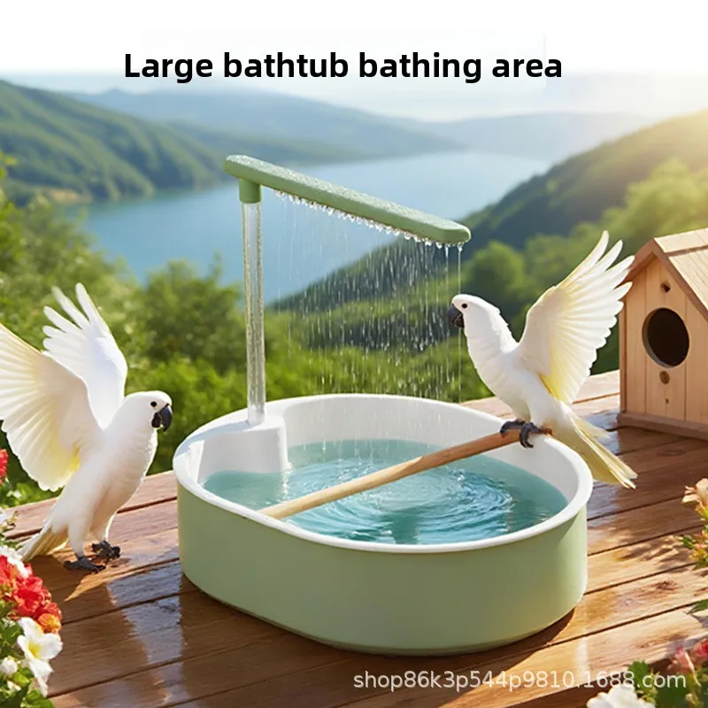 Bird bath basin, tiger skin, peony, cockatoo supplies, bird cage accessories, large bath basin, water circulation artifact