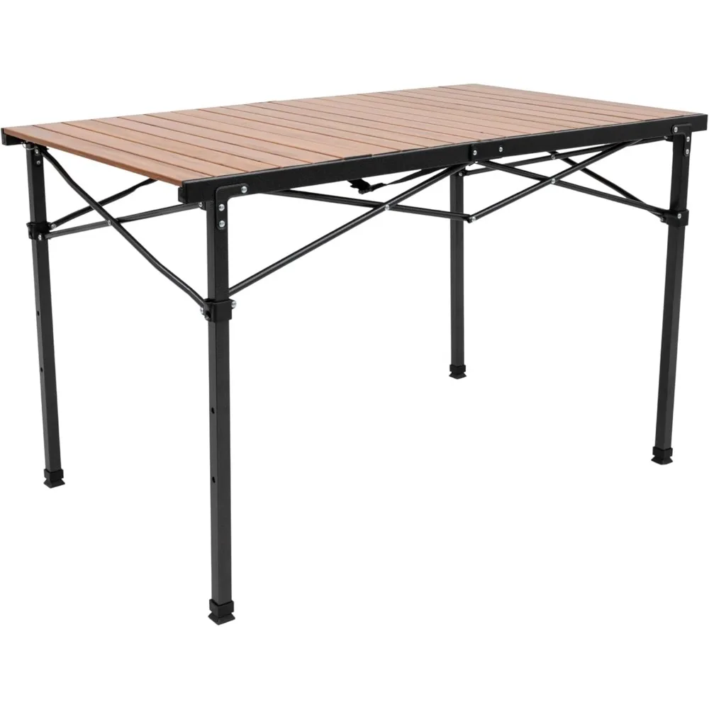 

Стол Overlanding, алюминиевый рулонный верх с деревянным видом, регулируемая высота