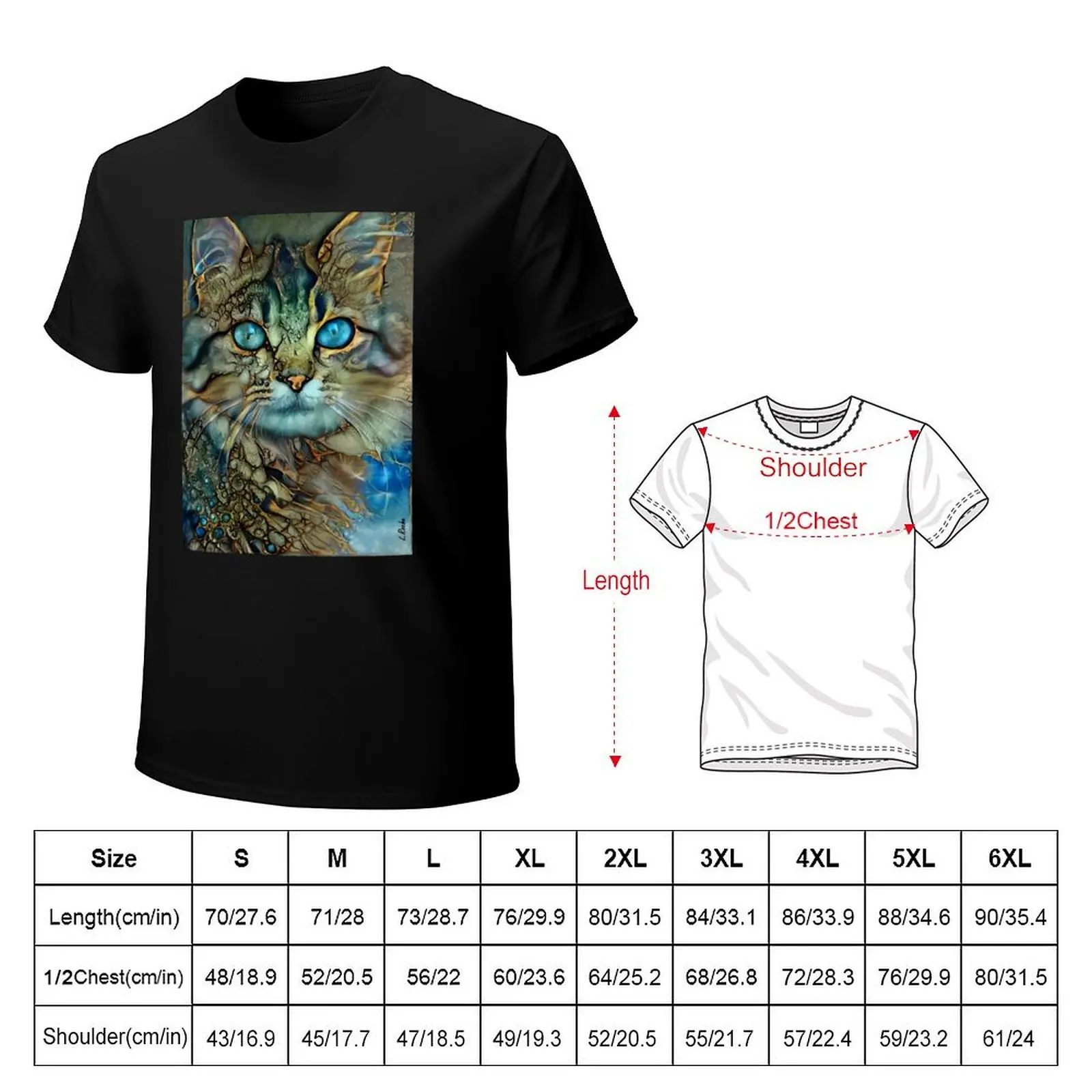 Catty-cat - Léa Roche paintings - chat, cat, kitten T-Shirt graphics anime mens cotton t shirts