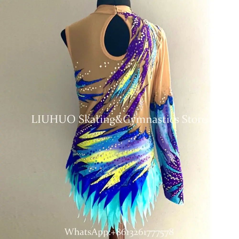 Artistics Gymnastics Leotards Handmade Long Sleeve Competition Dance Ice Skating Rhythmic Gymnastics Figure Skating Red