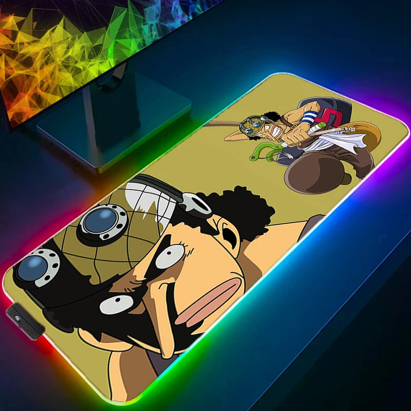 

RGB LED Mouse Pad Office Desk Mat Computer Game Mousepad Rubber Keyboard Pad One Piece Usopp PC Accessories Mouse Mat Tablet Pad