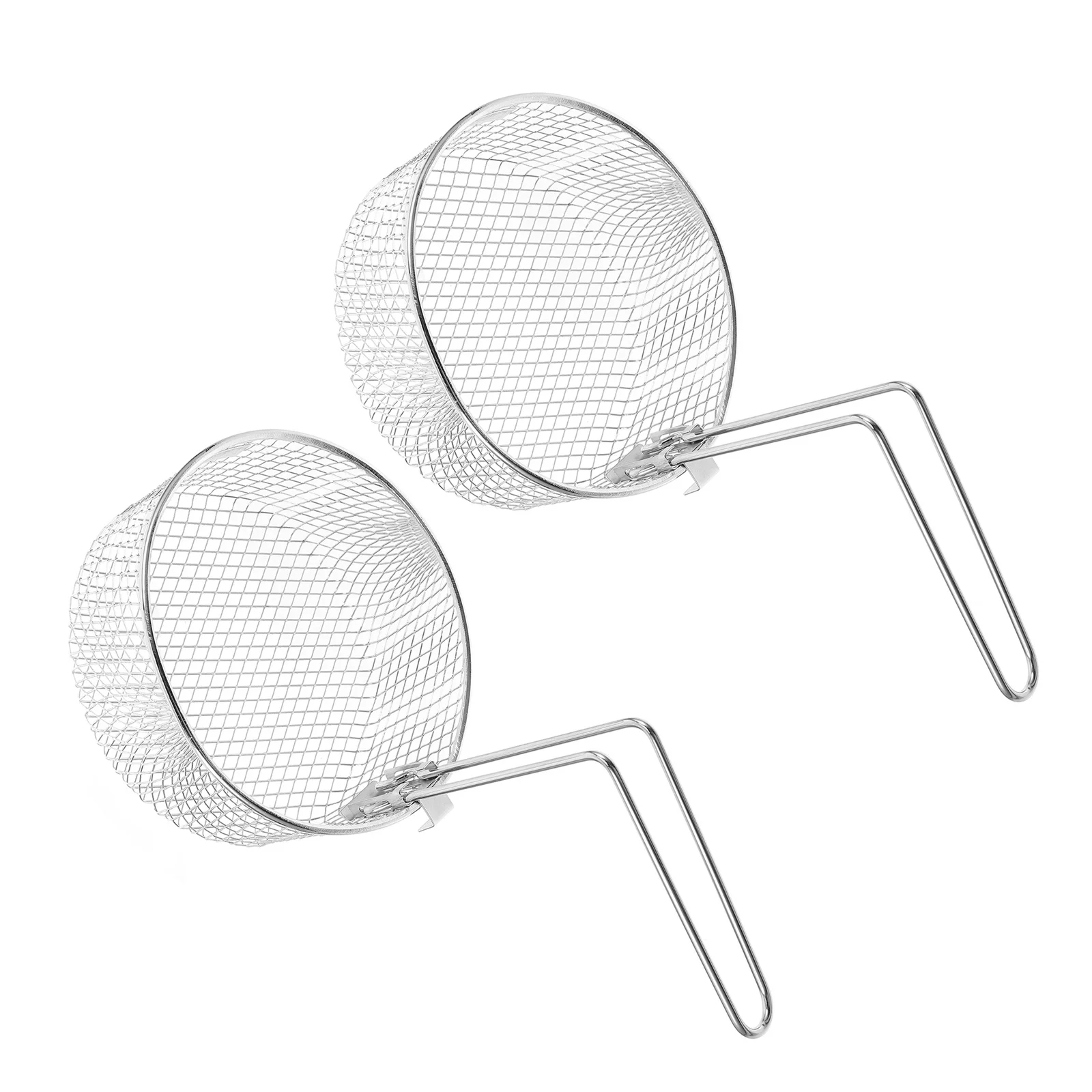 

2pcs 2L Deep Fry Basket Stainless Steel Mesh Strainer For Frying Blanching Draining Kitchen Fryer With Handle French Fries