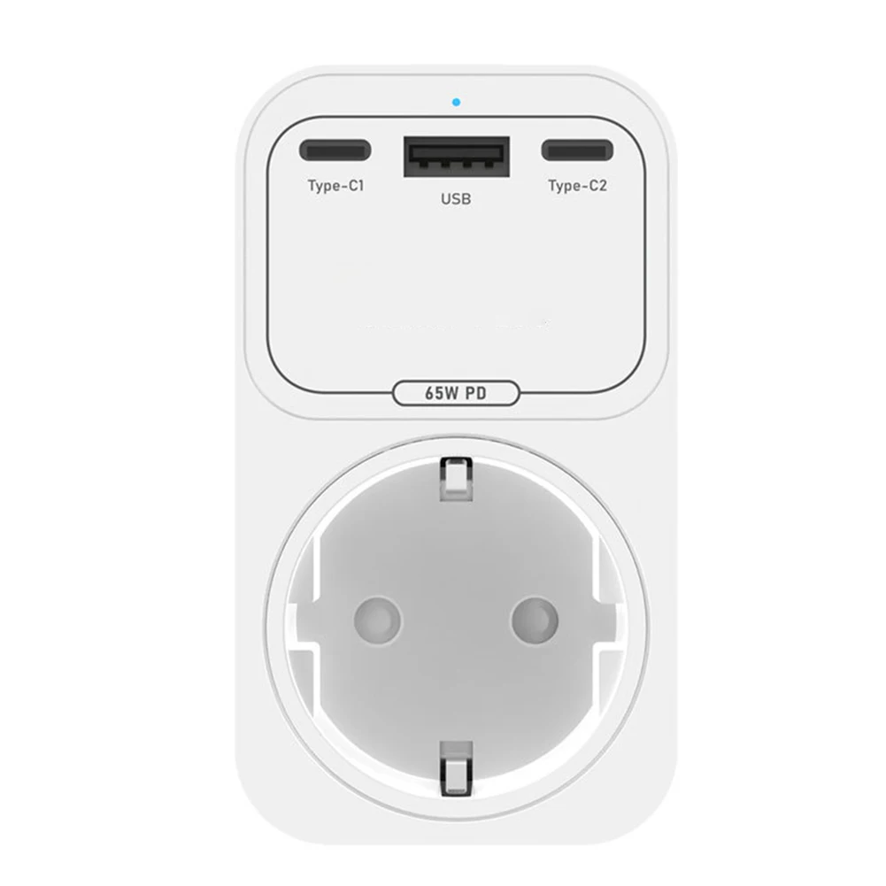 Smart WiFi 65W Nitride Charging Socket with App Management and 2 Type C Plus USB A Ports for Fast and Reliable Charging