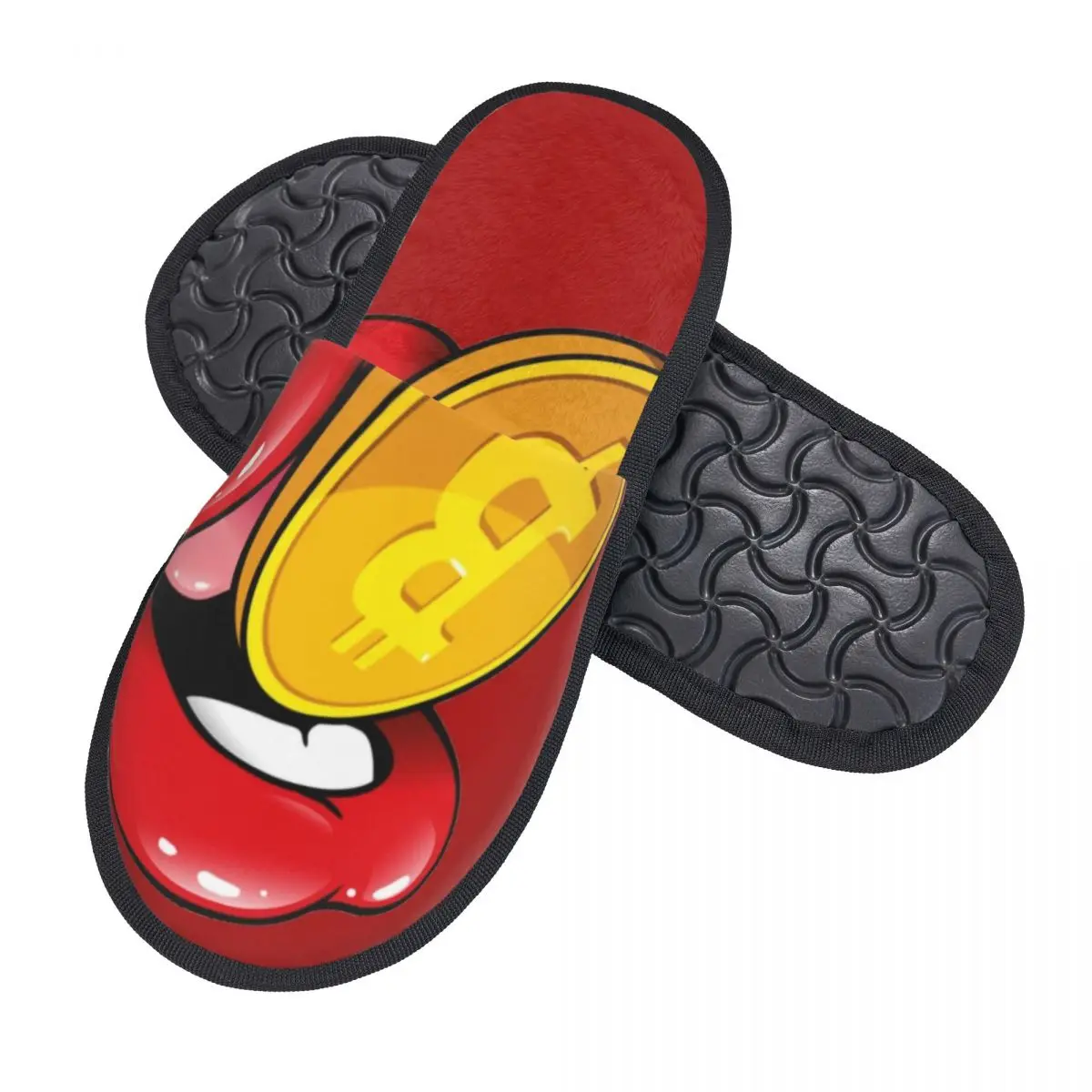 Traagschuim Slippers Vrouwen Zacht Warm Btc Cryptocurrency House Slippers