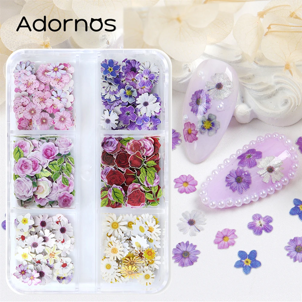 180 قطعة رقائق زهور لب الخشب مسمار الفن اكسسوارات فراشة الزهور رقائق مستلزمات الأظافر الربيع عيد الحب مانيكير الديكور #4