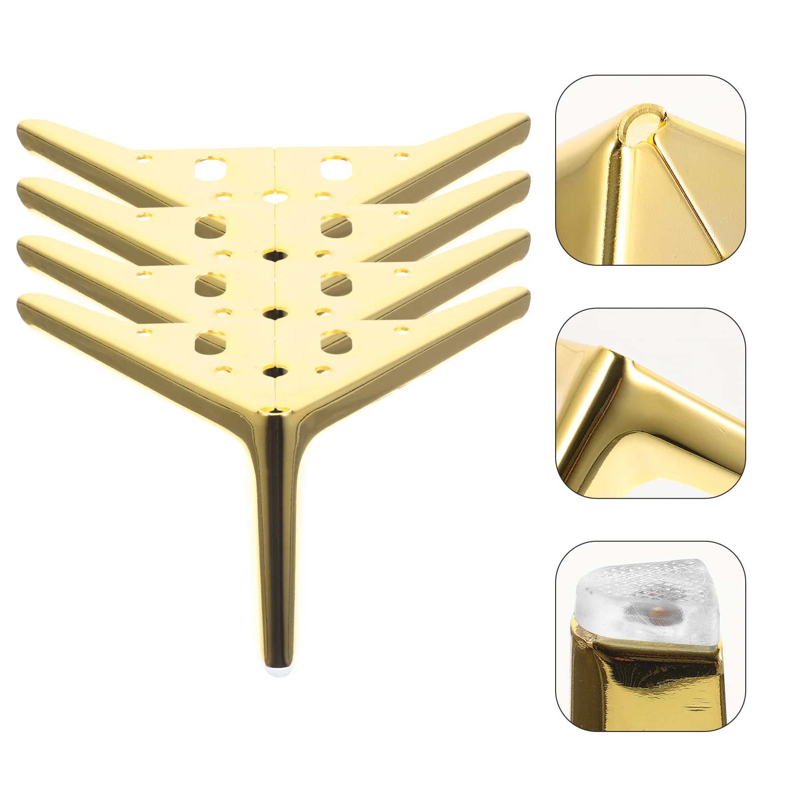 4 Pcs Vanity Stool Support Feet Furniture Replace Replacement Legs for Sofa Golden Tea Table Triangle Child