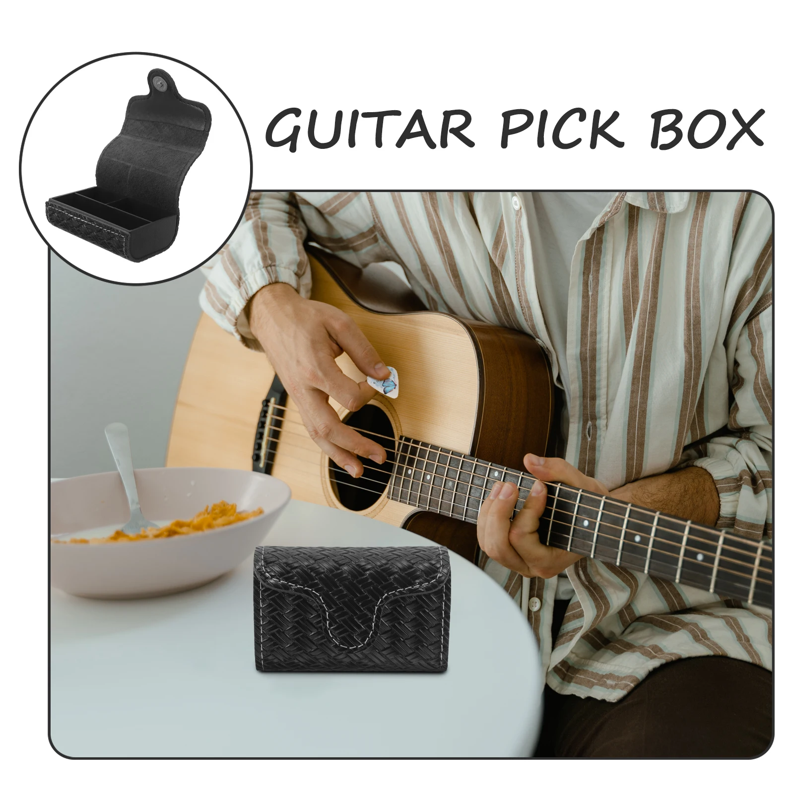 

Guitar Cowhide Holder Storage Case for Picks Slides Tools Accessories Black Portable ganizer Bag Picks Holder Guitar