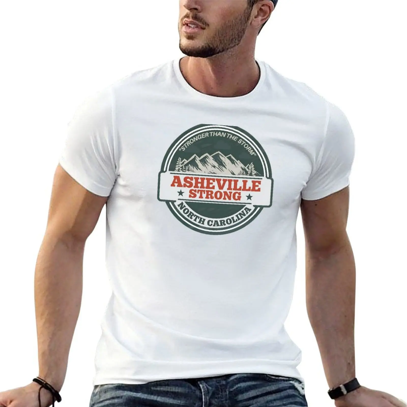 Stronger Than The Storm - Asheville Strong T-Shirt Basic Short Sleeve Cotton Blend T-Shirt