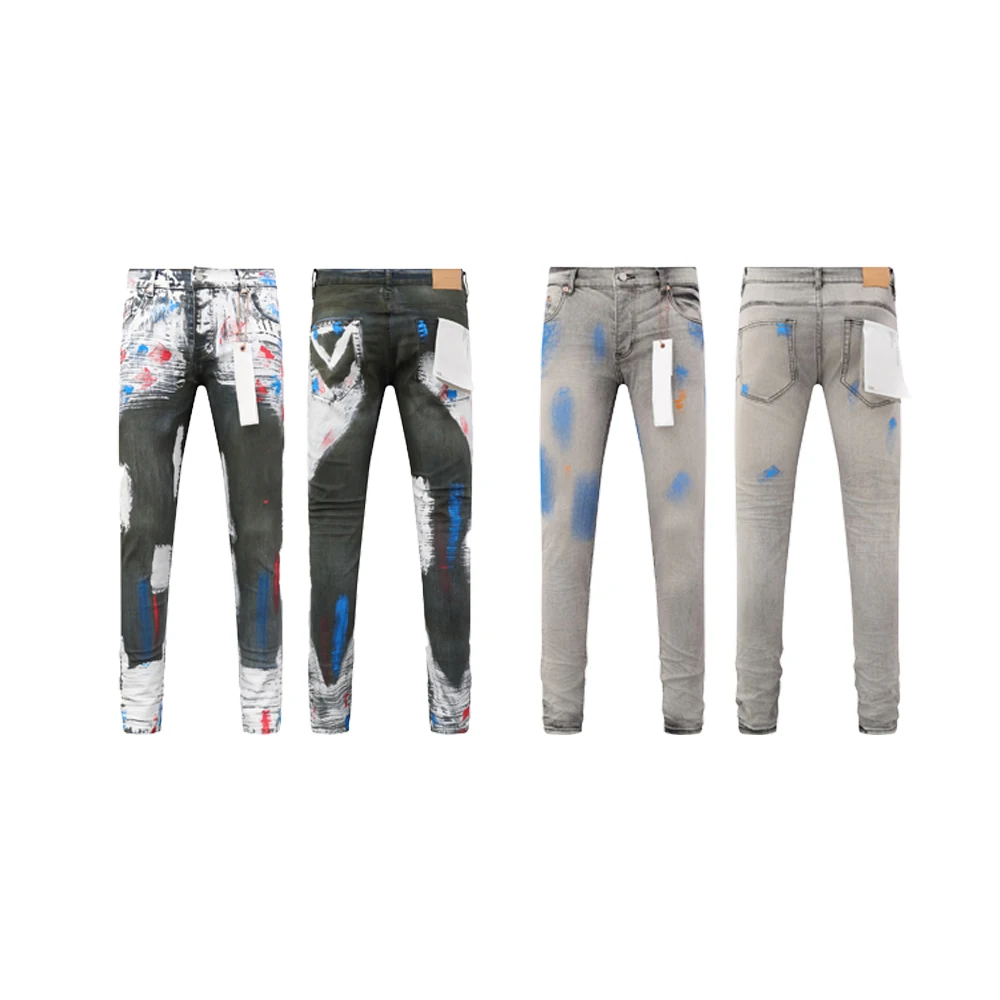 

New American High Street Fashion Y2k Pants Men's Clothing Printed Retro Old Street Style Casual Pants Streetwear Denim Man Pants