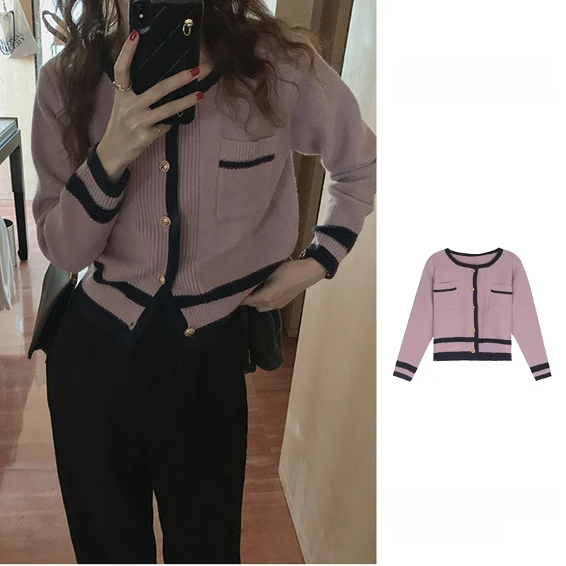 

Женский вязаный свитер ort Svel, весна-осень 2023, новый свободный цветной блузка, длинный топ све, круглый открытый кардиган