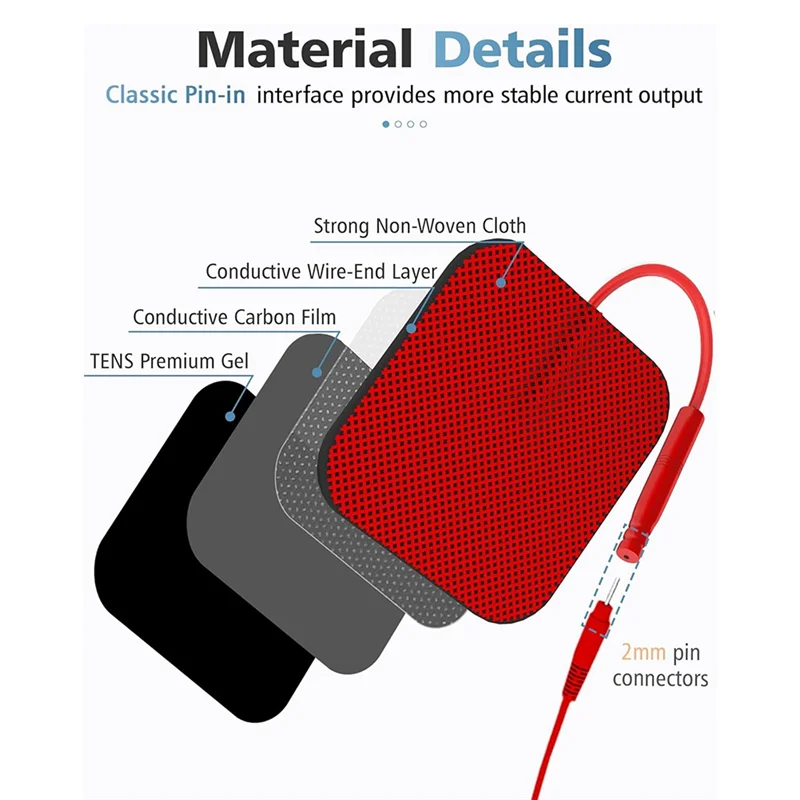 

AT02-Electrodes Pads TENS Unit Replacement Pads Reusable Latex-Free Electrodes Pads Red