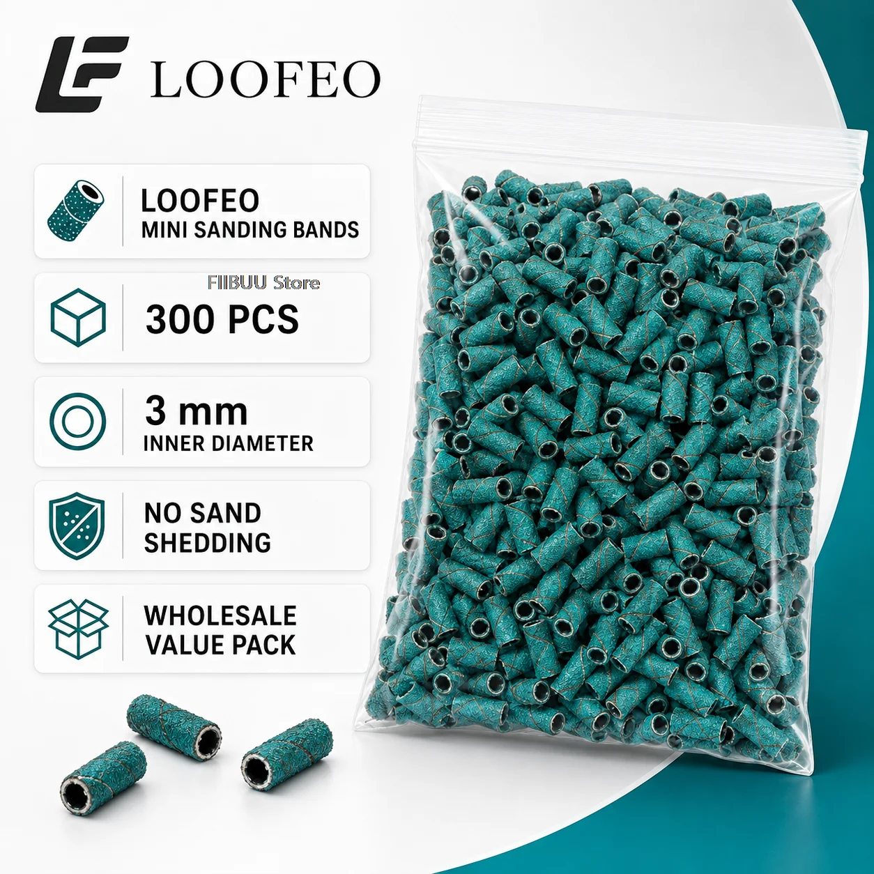 300 Stück 3mm Nagelbohrer-Schleifband-Set 120 180 240 Körnung Mini E-File Schleifhülsen Nagelfeile für Maniküre Pediküre Zubehör – Detail 8