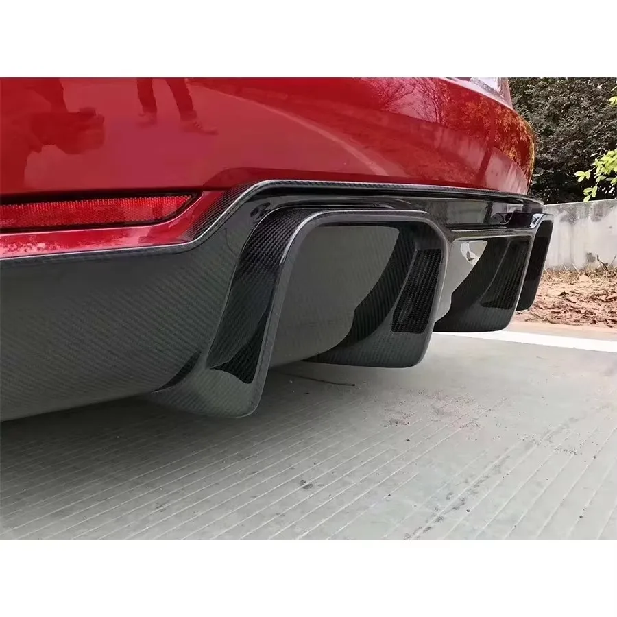 For Tesla Model 3 Carbon Fiber Back lip Car Rear Bumper Diffuser Rear Splitters Spoiler Back lip Car Accessories body kit view 5