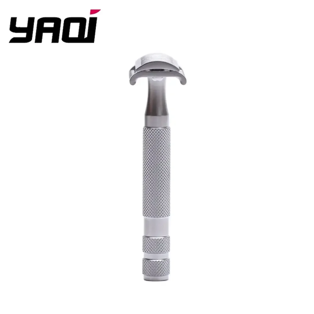 ماكينة الحلاقة YAQI KNIGHT-HELMET رأس الحلاقة مقبض من الفولاذ المقاوم للصدأ ماكينة الحلاقة الآمنة للرجال هدية عيد ميلاد لصديقها