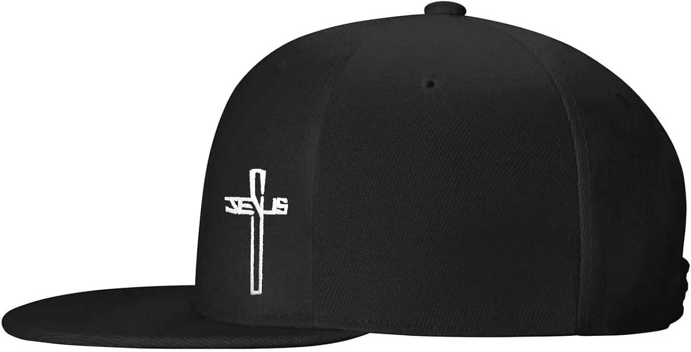 Snapback Hats for Men,Jesus Christian Cross Flat Brim Bill, Embroidery Adjustable Hip Hop Plain Baseball Cap