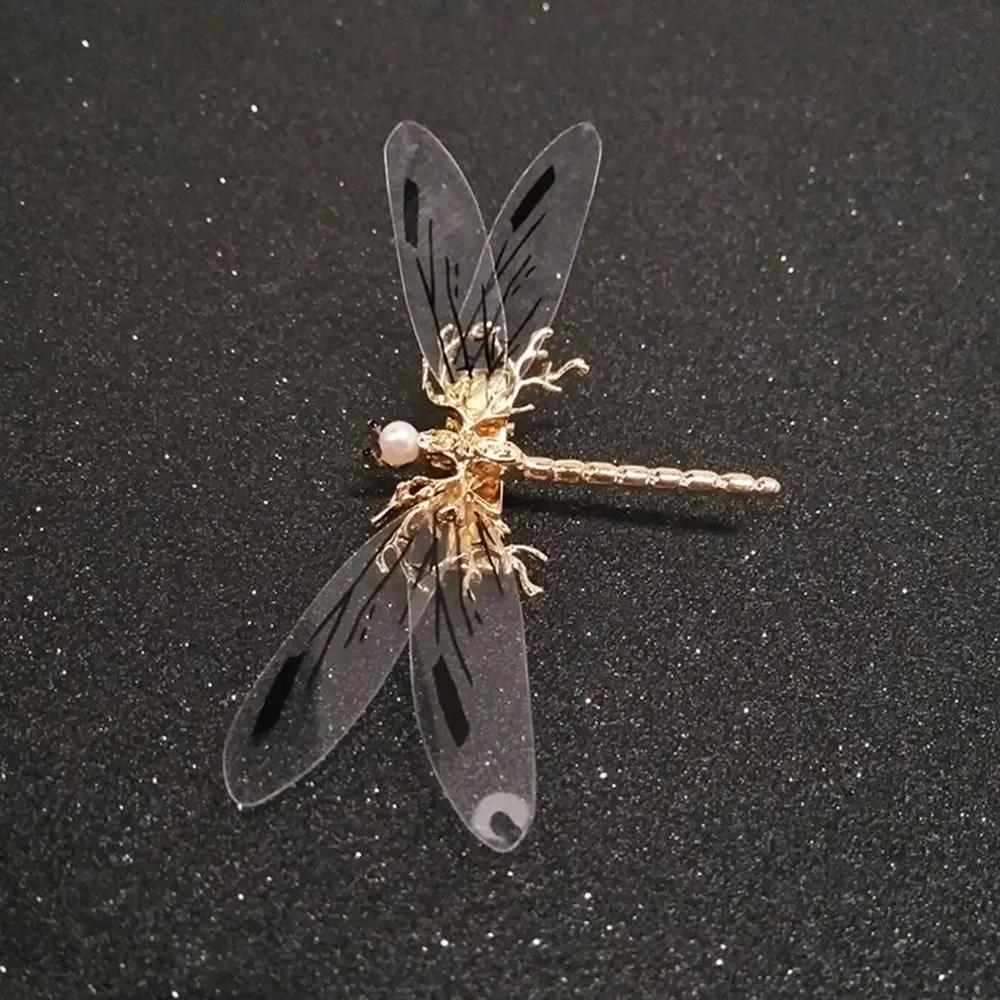 Fashion Fancy Pearl Bride Jewelry Women Hair Clip Dragonfly Hairpins Gold Wedding Headdress
