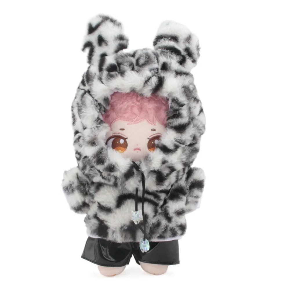 20cm Puppe Kleidung Mini Horn Schnalle Tier Plüsch Mantel Mode Kuh Kaninchen Bär Tiger Fuchs austauschbare Winter haarige Outfits Spielzeug