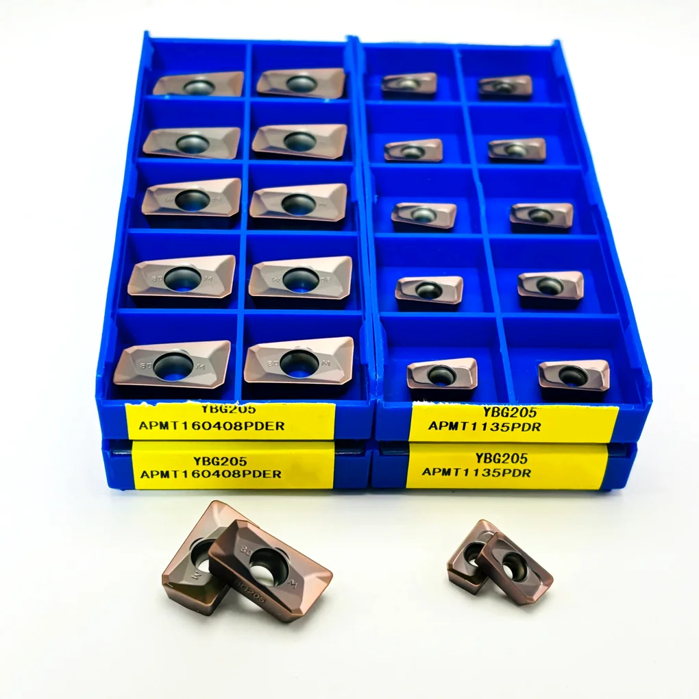 10pcs APMT1135PDR YBG205 APMT160408PDER YBG205 original high-quality milling turning tool carriage inserts APMT1604 APMT1135