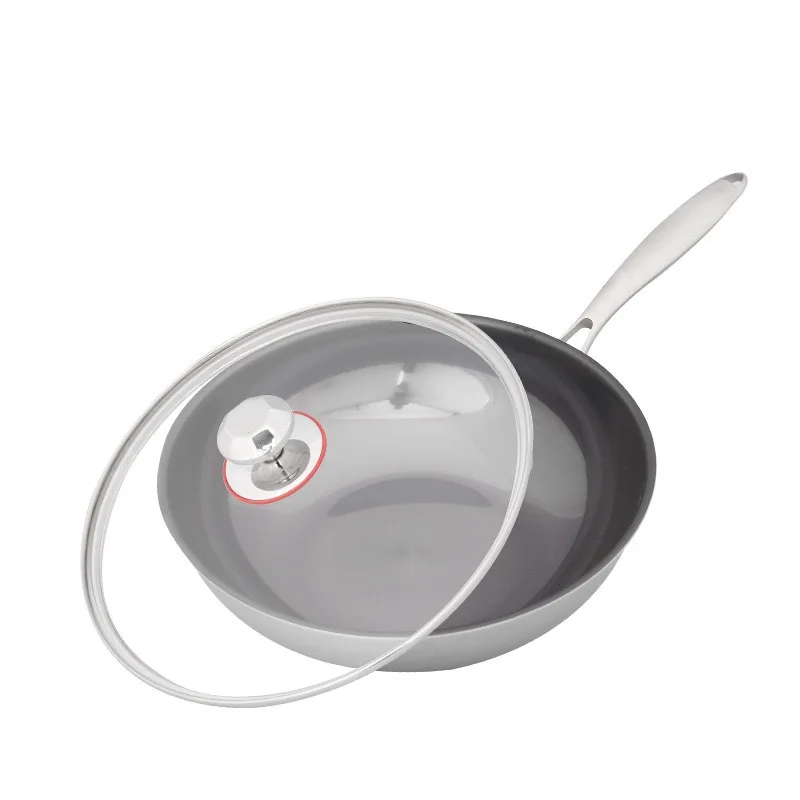 

Household uncoated pure titanium wok, fumes-free wok