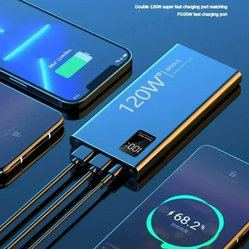 20000mAh For IPhone  Samsung Huawei High Capacity Power Bank 120W Fast Charging Powerbank Portable Battery Charger