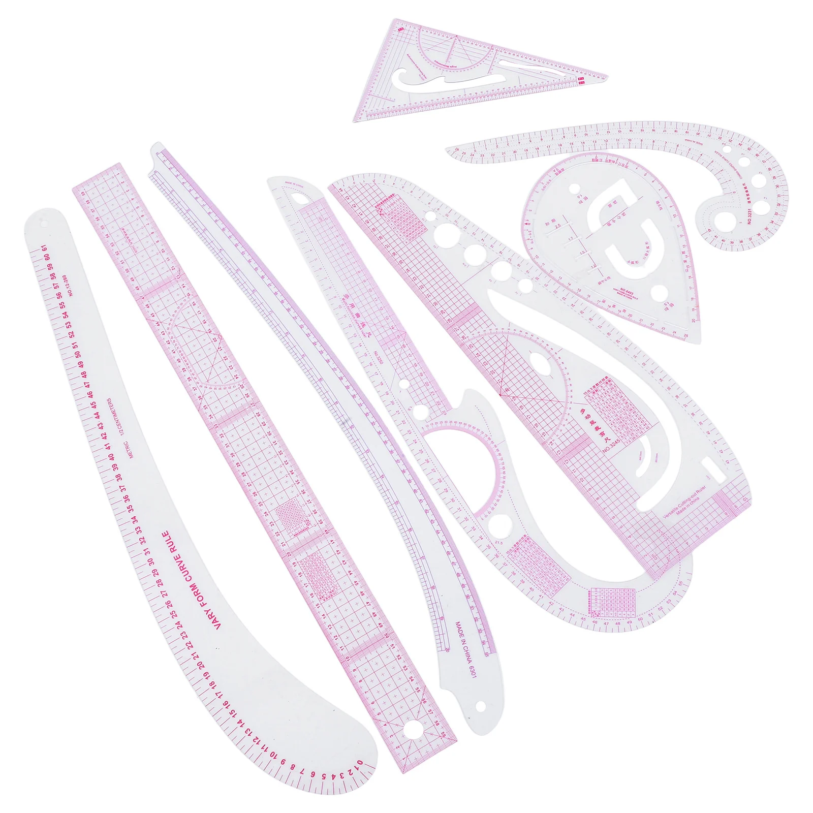 

8Pcs Clothing Pattern Drafting Rulers Multifunctional Curve Ruler Set Tailors Sewing Fashion Design Tools Accurate Measuring