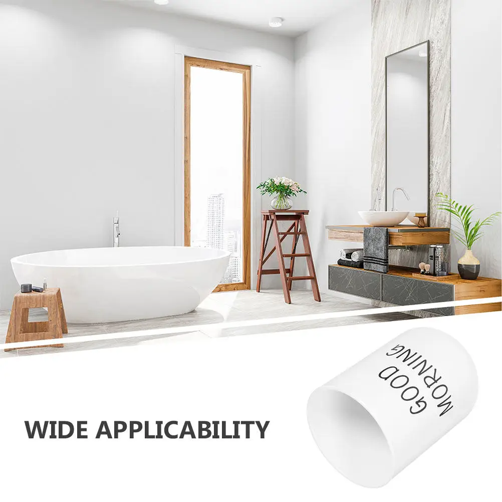 Unbreakable Bathroom Plastic Tumbler Toothbrush Holder Rinse Cup Makeup Brush Cup Reusable Drinking Glasses White Minimalist