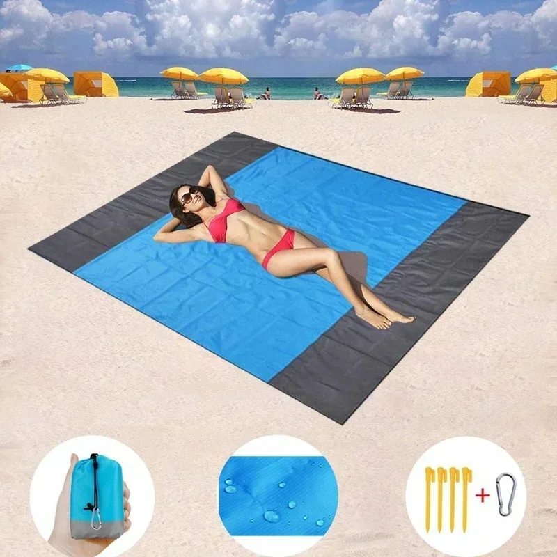 Waterproof Pocket Beach Blanket Folding Camping Mat Mattress Portable Lightweight Mat Outdoor Picnic Mat Sand Beach Mat