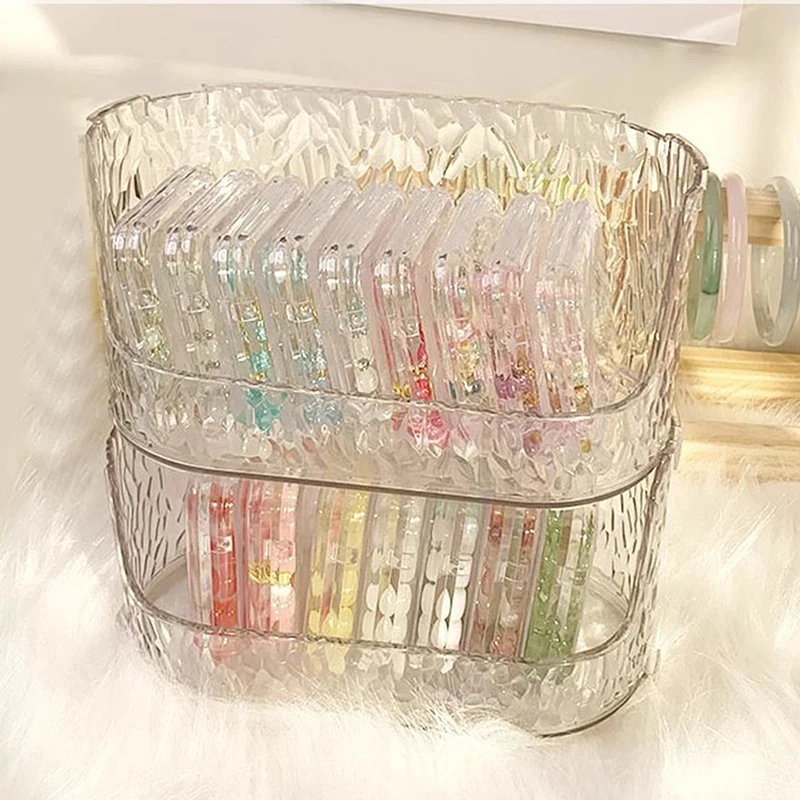 Stackable Nail Art Storage Cosmetic Lipstick Desktop Box Wearing Armor Organizer Holder Transparent Jewelry Bracelet Display Box