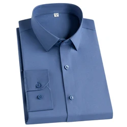 Long-Sleeved Silk-Like Shirt for Men - Slight Stretchy, Iron-Free, Wrinkle-Resistant, Breathable All-Season, Weekend Casual Wear