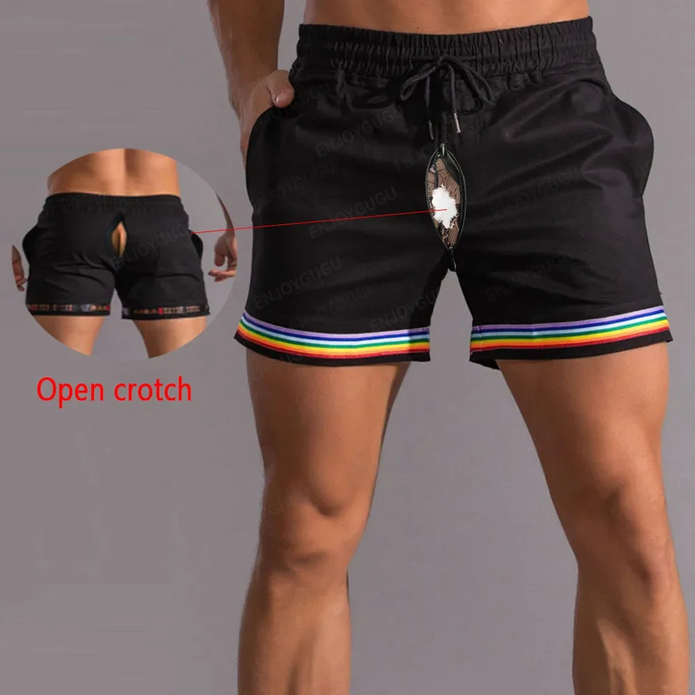 Open Crotch Pants Casual Shorts Men Basketball Short Male Outdoor Sex Sweatpants Hole Exotic Hotpants Crotchless Sexy Lingerie