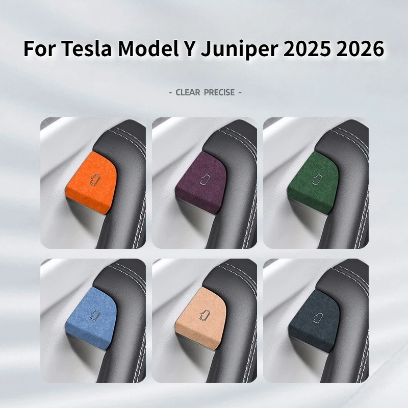 For Tesla Model Y Juniper 2025 2026 Car Interior Suede Door Button Trim Stickers Patch Trim Cover Car Decoration Accessories ﻿