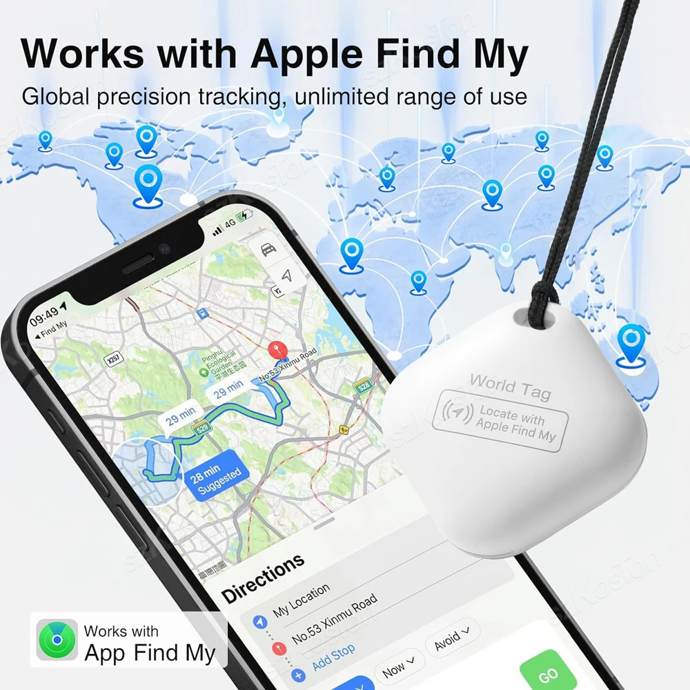 جهاز تتبع ذكي بنظام تحديد المواقع مزود بتقنية البلوتوث مع حبل يعمل مع Apple Find My APP ITag جهاز تحديد موقع تذكير لمفتاح السيارة ومكتشف الأمتعة