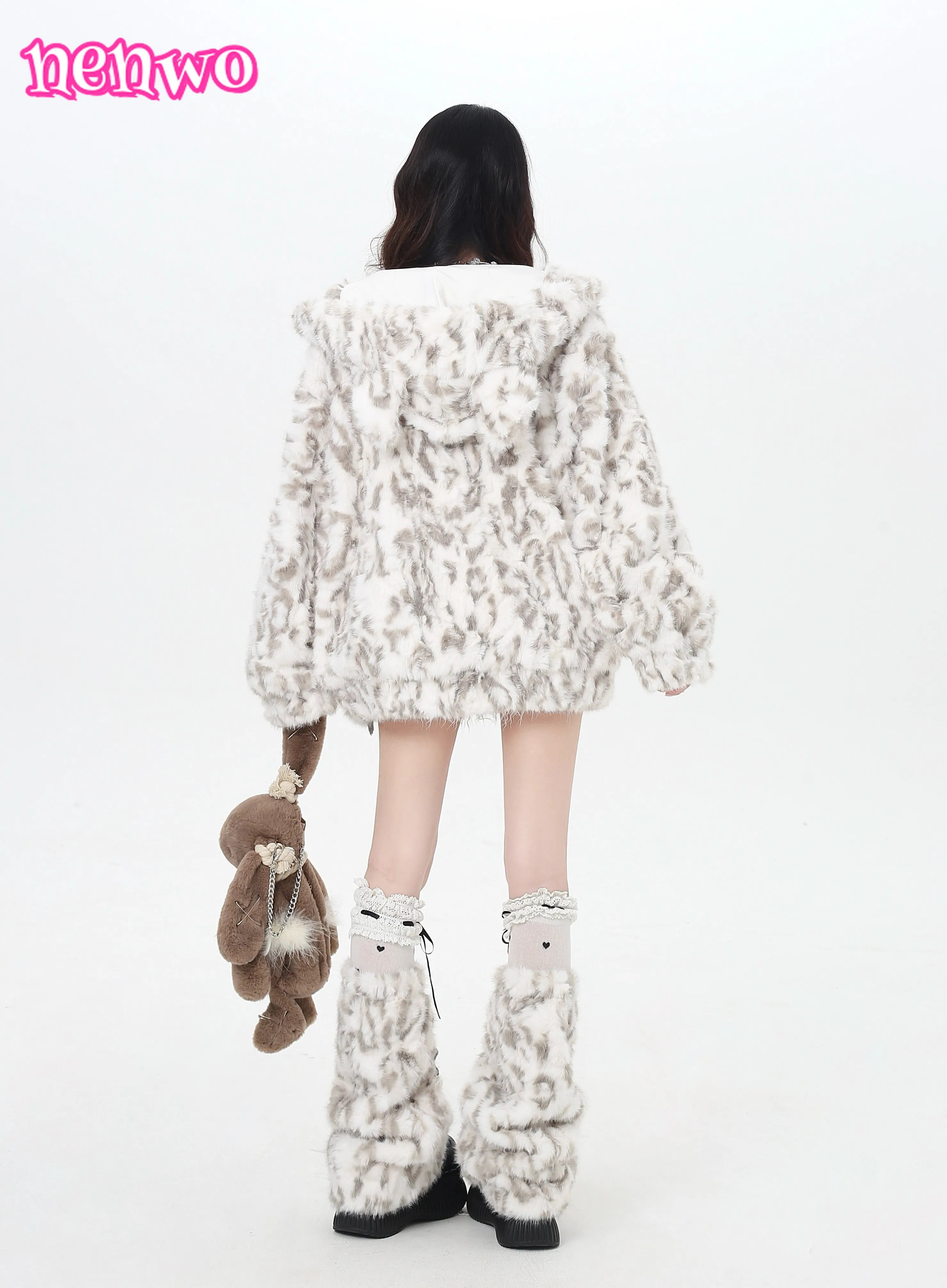 معطف تيدي Y2K للسيدات سترة شيرلينغ كبيرة الحجم مطرزة، ملابس خارجية عصرية للشتاء الدافئ الناعم للنساء #6