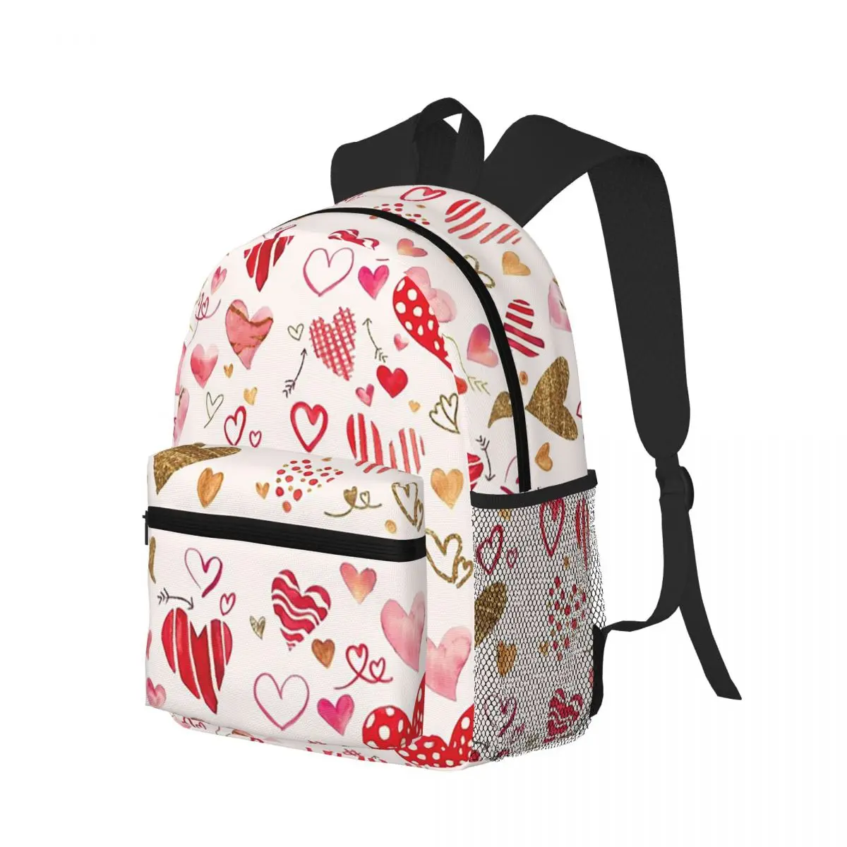 Hand Drawn Hearts Pattern Student Backpack School Bag Hiking Travel Daypack for Boys Girls Bookbag Shoulder Bags