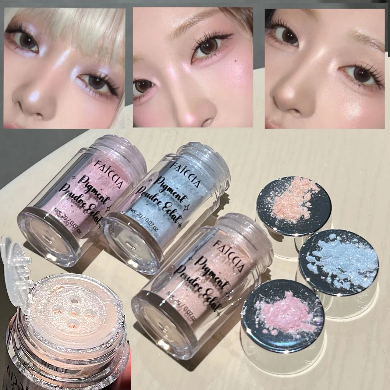Aurora Peach Shimmer Loose Powder For Body Face Hair Makeup Glitter Champagne Highlighter Brightening Sparkle Party Cosmetics