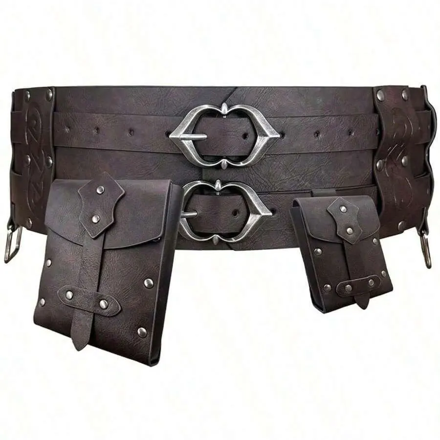 1pc/2pcs/3pcs medieval belt/pouch accessory set Renaissance period waist bag vintage Viking wide belt suitable for Halloween