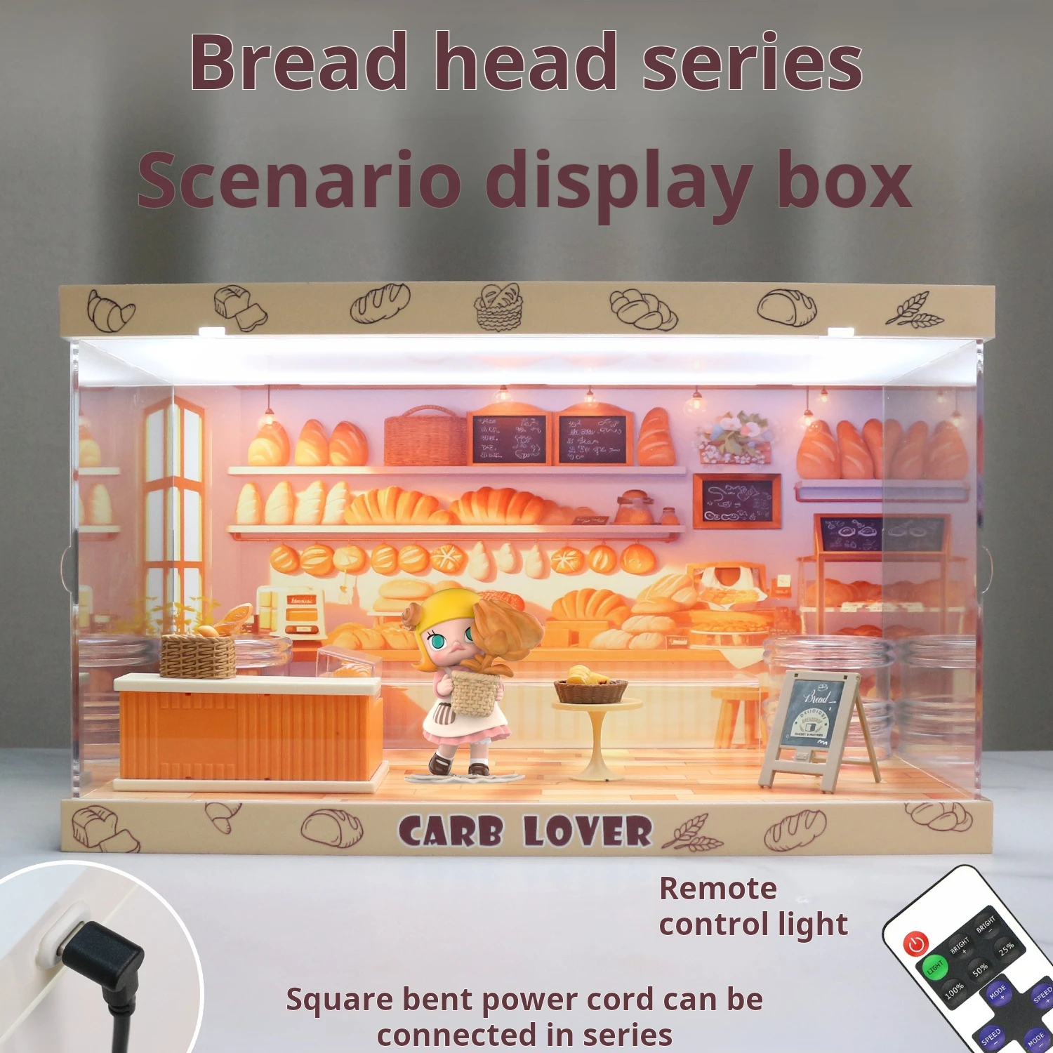 Applicable to Pop Mart Blind Box Doll Light Storage Box molly Bread Head Series Scene Display Box Hot sale at reduced price