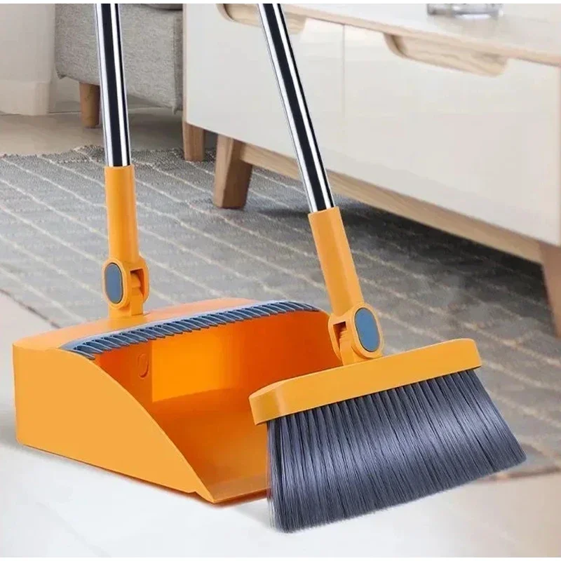 Nuevo Juego de Escoba y Recogedor Plegable para Cocina y Oficina 180 ° Escoba Giratoria para Almacenamiento de Herramientas de Limpieza, Escoba de Doble Uso en Seco y Húmedo, Antiadherente para el Cabello