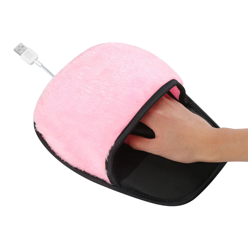 USB Heated Mouse Pad Hand Warmer Plush Heated To Keep Large Spaces Warm Works with All PC Mice for Winter Office Home Computer