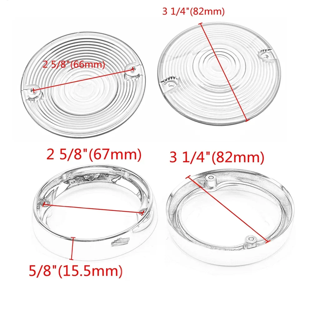 Motorcycle Blinker 3-1/4 Turn signal Light Lens Cover Trim Ring For Harley Touring Road Glide Road King Electra Glide