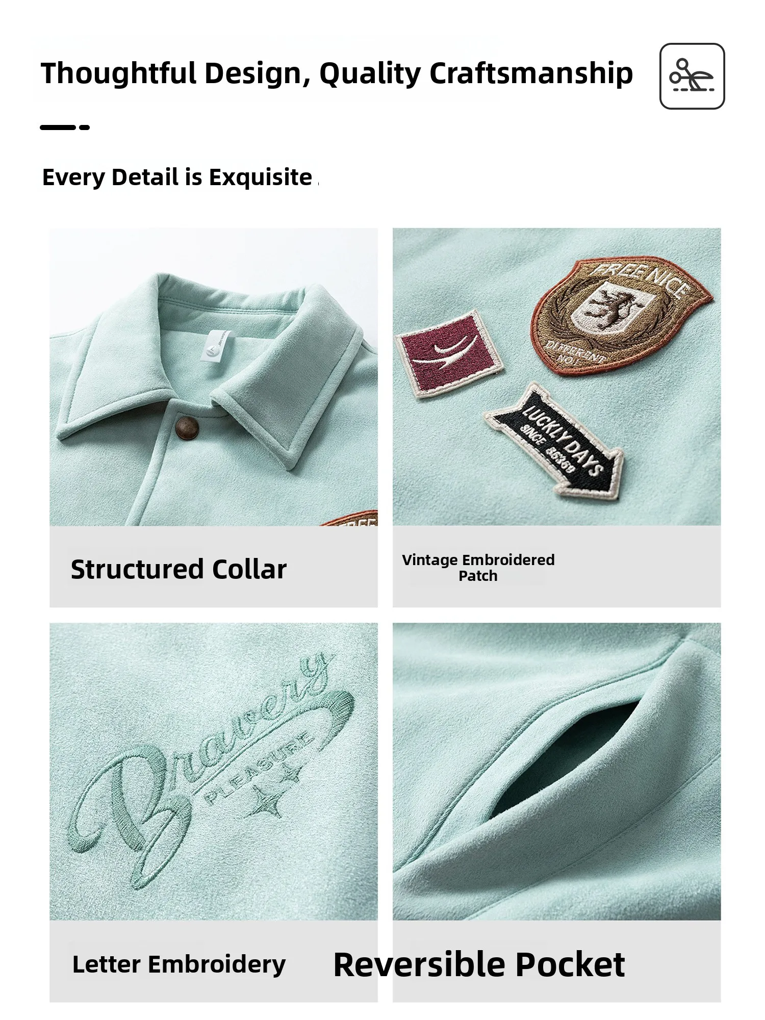 العث متفوقة الأمريكية الرجعية المطرزة القطن Jaet الرجال الخريف الشتاء جديد Sle الجلد المدبوغ ملابس خارجية فضفاضة غير رسمية