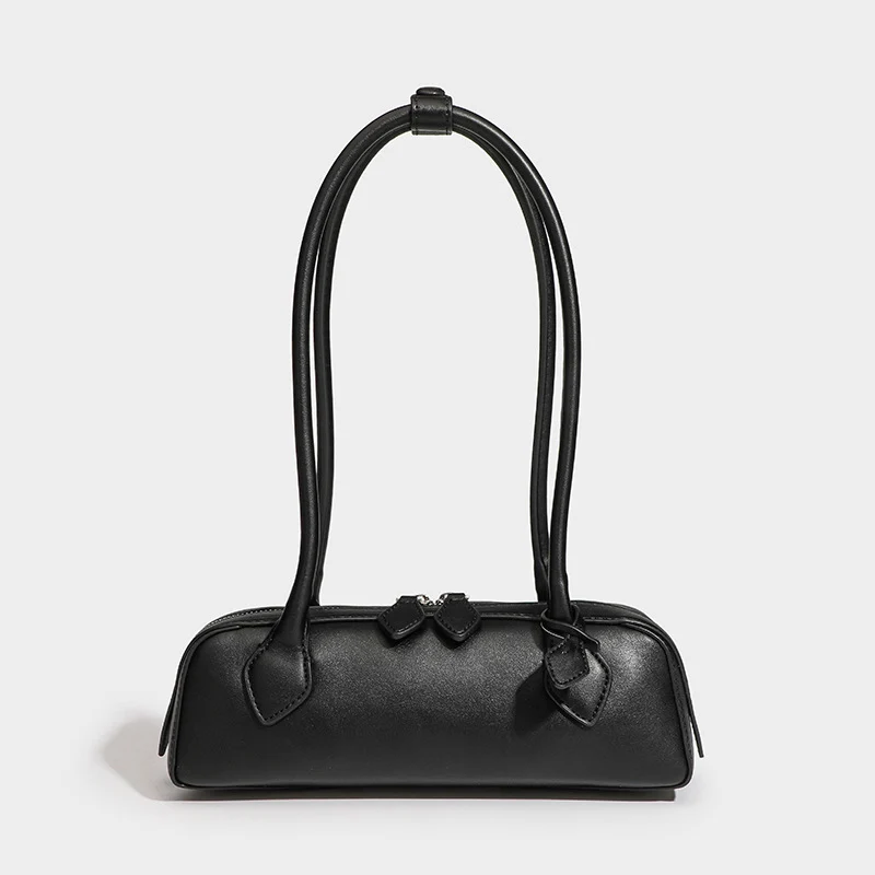 

Fashionable French women's commuting one shoulder baguette bag, 2025 new leather design retro armpit bag, handbag