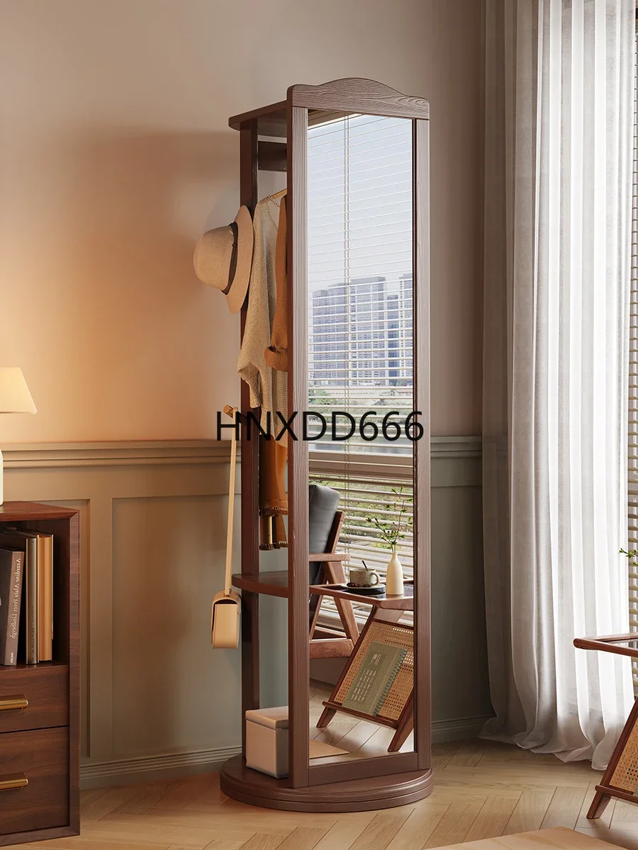 Solid Wood Full-Length Mirror with Hanging Hanger Integrated Household Full-Body Floor Mirror for Home Decor