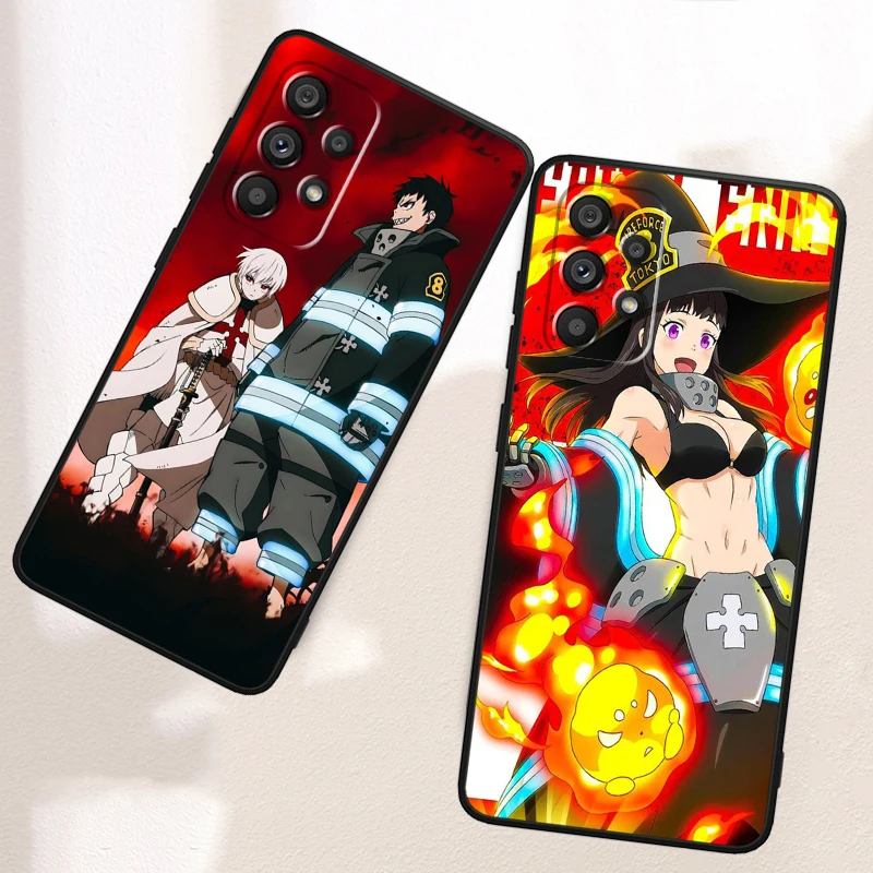 Fire Force Cartoon Anime For Samsung A53 A52 A33 A32 A51 A71 A21S A13 A73 A55 A22 A23 A35 A72 A54 A12 5G Black Back Phone Case