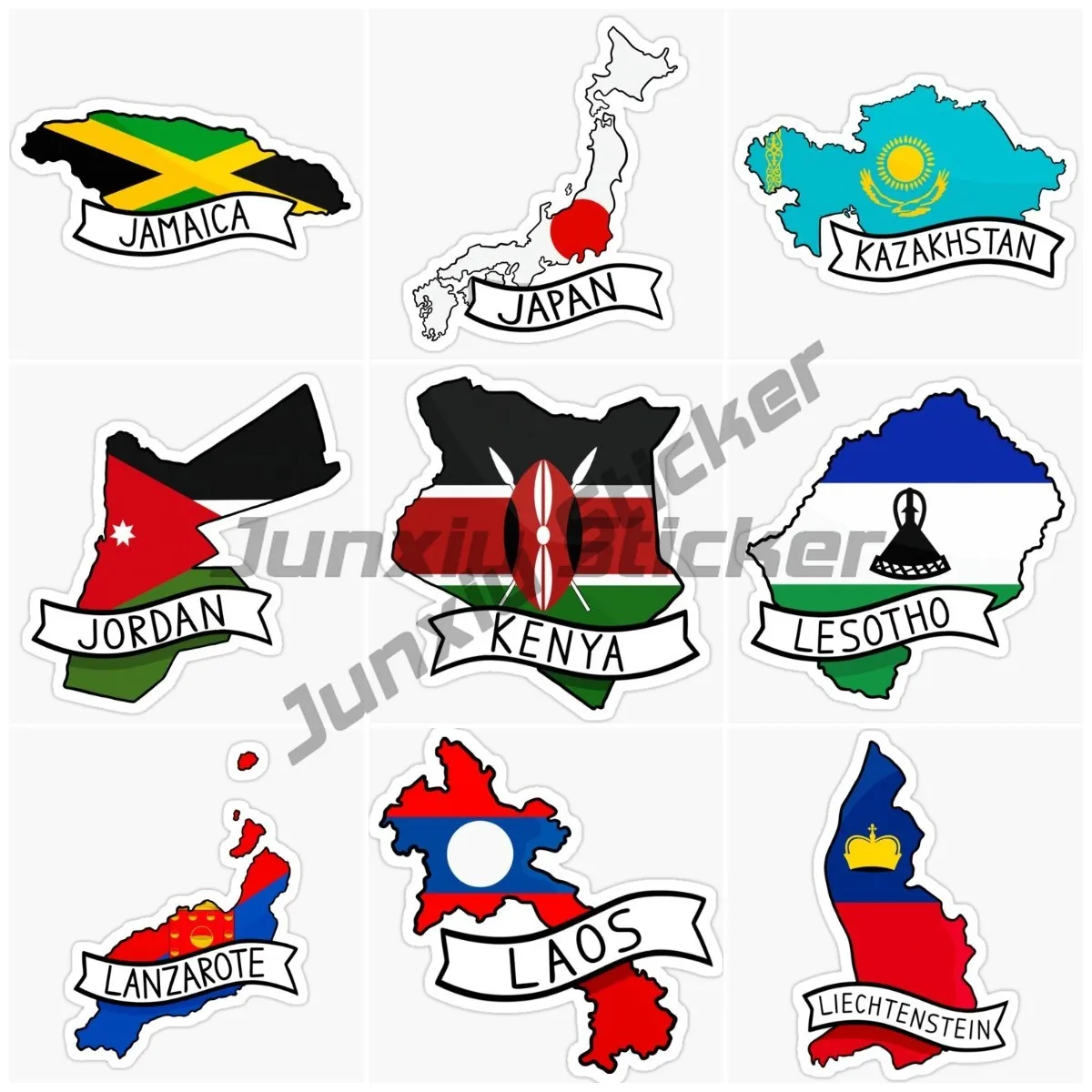 GABON GRENADA GUATEMALA HAITI HONDURAS INDONESIA IRAN IRAQ JAMAICA National Map Flag Code Self-adhesive Vinyl Sticker