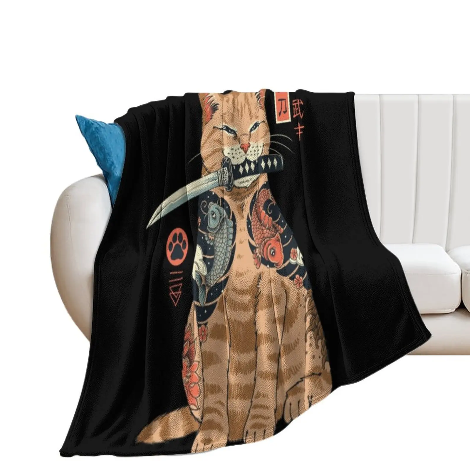 Katana cat vintage Throw Blanket warm for winter Decorative Sofas Blankets