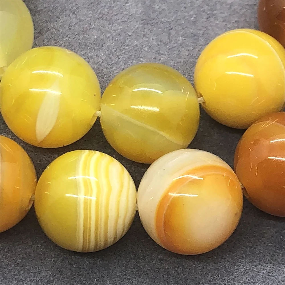 Natural Stone Yellow Striped Agate Beads for Jewelry Making DIY Necklace Bracelet  4 6 8 10 12mm Onyx Manual Accessories Beading
