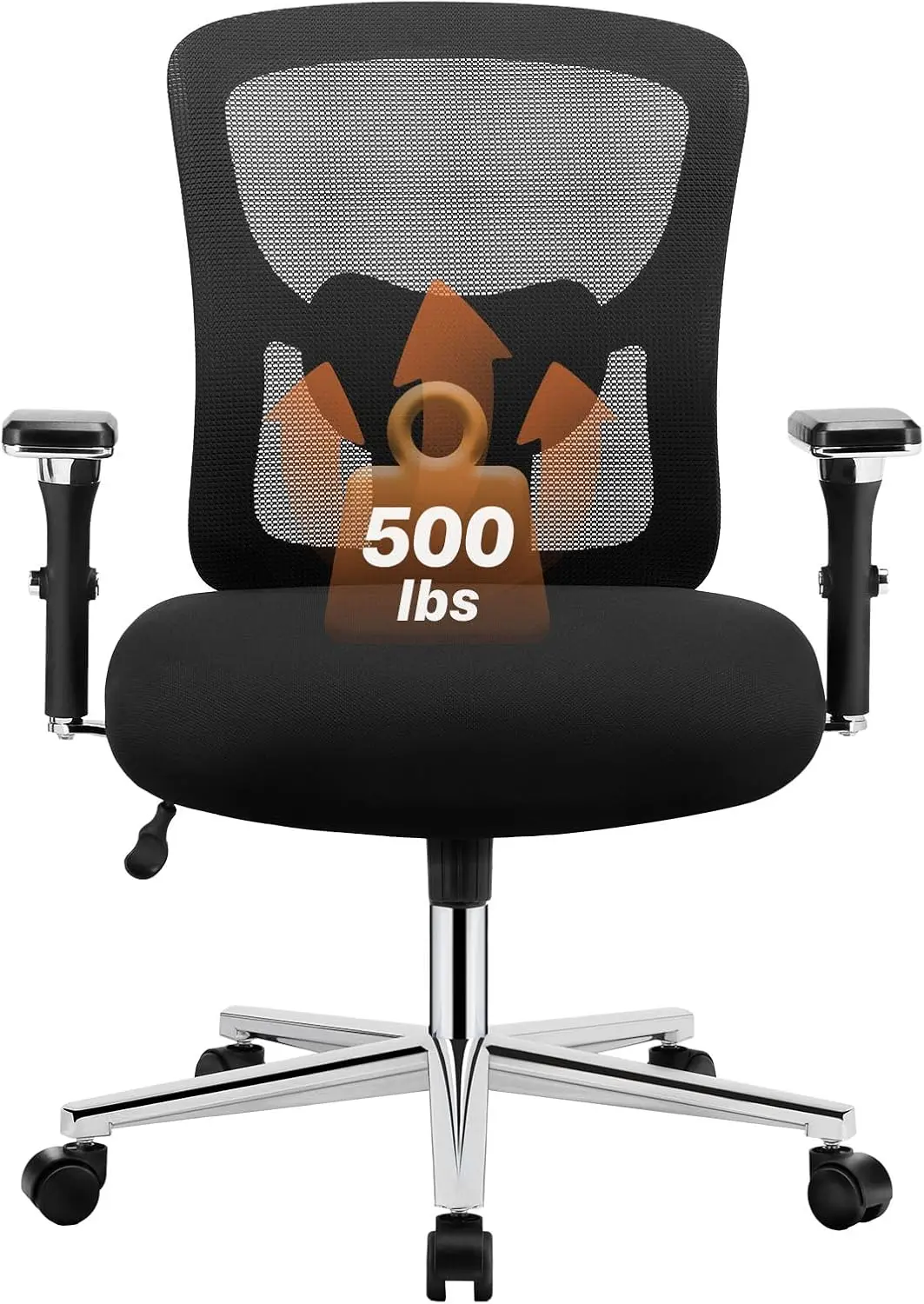 

Big And Tall Office Desk Chair With Lumbar Support, 500Lbs Heavy Duty Mesh Ergonomic Computer Chair With Arm And Wide Comfy